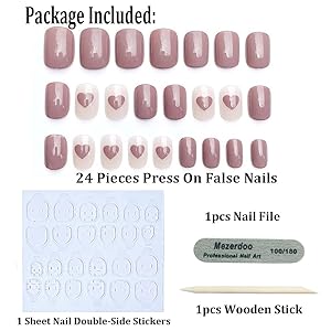 Oval False nail Heart glossy Press on Nails Love Acrylic Party Short Fake Nails Art Daily Women Tips