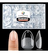Luckyfairy Extra Short Almond Fake Nails, 504pcs Soft Gel Pre-Shaped Acrylic Nail Tips, Half Matt...