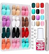 Matte Short Press On Nails, 12 Colors - Teenitor Small Round False Nails With Glue For Small Hands