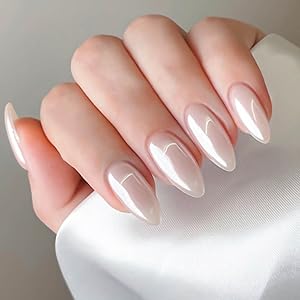 Pearl White Almond Nails