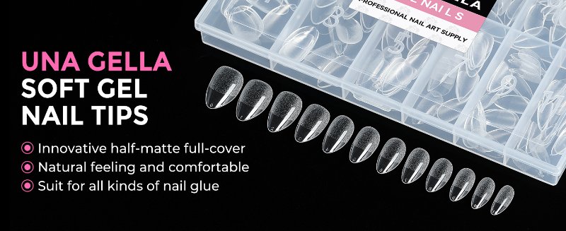 una gella short almond soft gel nail tips