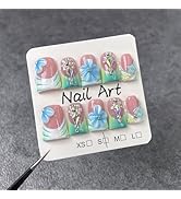 10Pcs Handmade Press on Nails Short Duck Nails Press ons Reusable False Nails Kit Blue Green Fren...