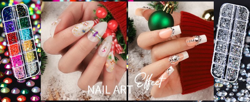 6 Sizes of Silver/AB Rhinestones for Nails VS Colorful Nail Rhinestones Design