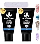 MAGIC ARMOR 2PCS Nail Rhinestone Glue Gel for Nails 60ML Gel Nail Glue for Rhinestones Gems Super...