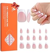 MAGIC ARMOR Gel Nail Tips - 150PCS Pre Colored Short Coffin French Nail Tip Press on Nails Nude C...