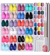 Short Square Press on Nails, Teenitor 576pcs Short Press on Fake Nails With Nail Glue And Adhesiv...