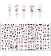8 Sheets 4th of July Nail Stickers American Flag Independence Day Nail Art Stickers 3D Self-Adhes...