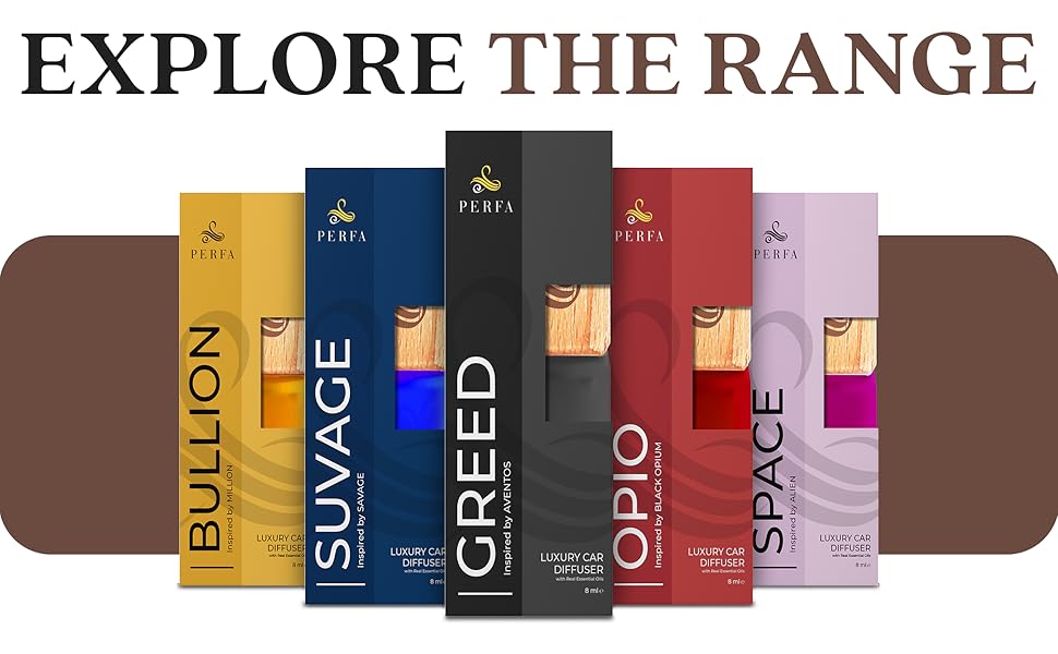 Product range display of six colorful boxes labeled 'Bullion', 'Savage', 'Greed', 'Topio', 'Space', and one partially visible box.