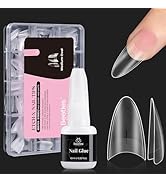 Beetles Gel Nail Tips Medium Almond With Nail Glue, 12Sizes 288Pcs Half Cover Press On Nails Half...