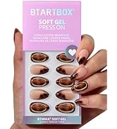 BTArtbox Press On Nails Almond - Amber Hoops, Tortoise Shell Short French Tip Press On Nails with...