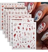 6 Sheets Halloween Nail Art Stickers Cute Ghost Pumpkin 3D Self-Adhesive Nail Stickers Spider But...