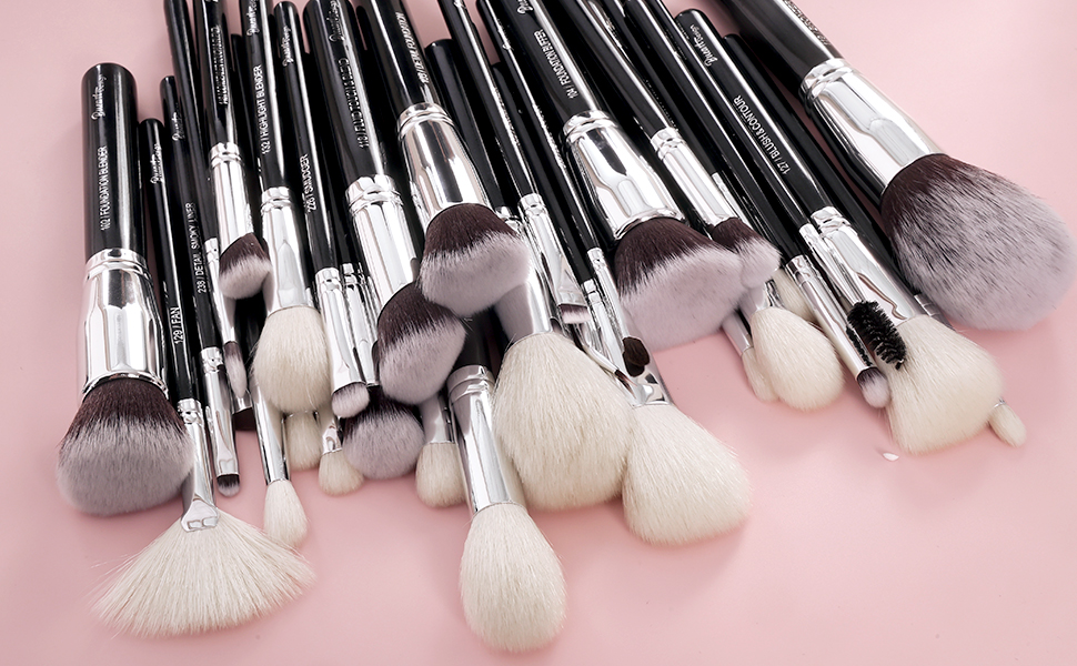 32Pcs Pearl Black Pro Goat hair makeup brushes set