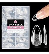 UNA GELLA Medium Almond Gel Nail Tips Half Matte 312pcs Almond Gel Nails No C Curve Clear False F...