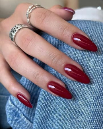 Wine Red Fake Nails