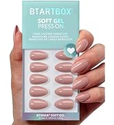 BTArtbox Press On Nails Almond - Flesh Pink Nude Short Fall Press On Nails with Glue for Women, O...