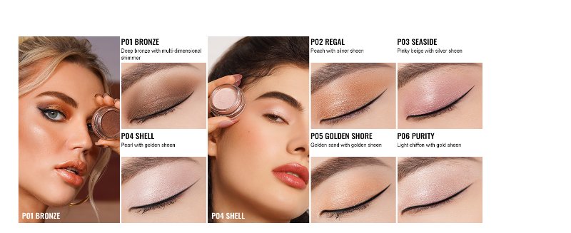 Collage of eye makeup application steps. Shows various eyeshadow techniques and finished looks on different eye shapes.