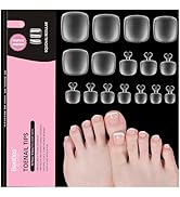 Beetles Toe Nail Tips Square - 16 Sizes 192 Pcs Full Cover Nail Tips Fake Acrylic Toe Nail Pre-et...