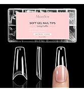 MelodySusie Long Ballerina Nail Tips - 600Pcs Clear Acrylic, Half Matte Half Cover Press on Nails...