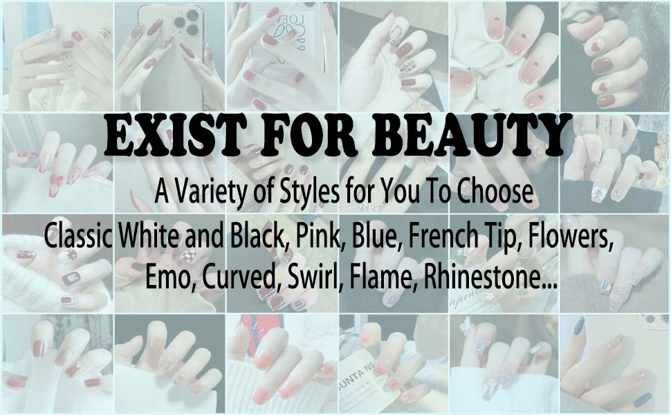 Press on nails fake nails glue on nails False nails short medium long coffin French tip almond