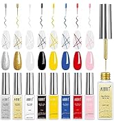 Gel Polish Nail Art Liner Set-8 Colors Nail Design Paint for Swirl Nail Built with Thin Nail Art ...
