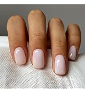 Short Press on Nails Square Fake Nails Pink False Nails with Designs Solid Color Glue on Nails Cu...