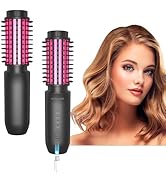 3-in-1 Cordless Curling Brush Iron & Heated Round Curling Brush & Hair Straightener Brush, Portab...