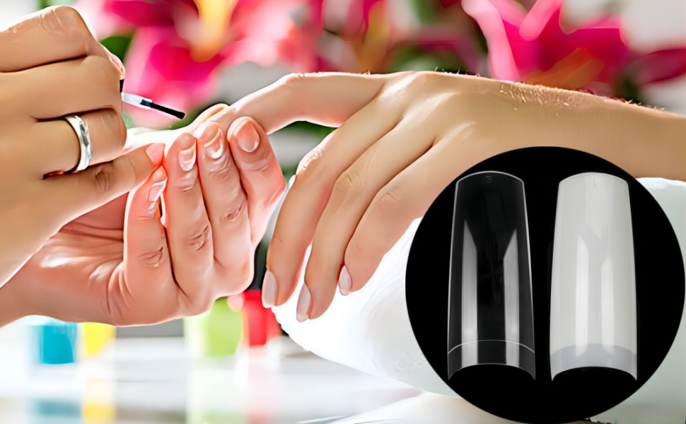 clear and natural acrylic nail tips