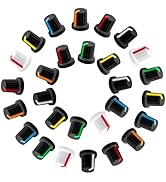 CustomyLife 28pcs 6mm Knurled Shaft Potentiometer Knob, Plastic Guitar Volume Tone Rotary Knob, M...