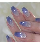 Short Press on Nails Coffin Fake Nails with Cat Eye Designs Acrylic Nails Press ons Glossy Glue o...