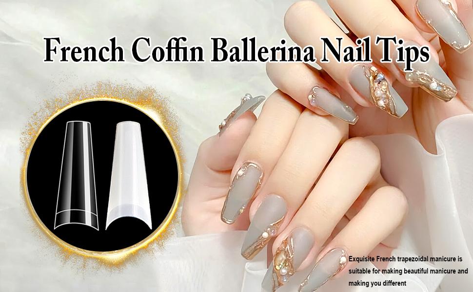 French Coffin Ballerina Nail Tips 