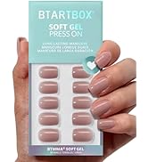 BTArtbox Press On Nails Short - Taro Nude Squoval Fall Press On Nails with Glue for Women, Opaque...