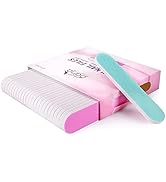 25PCS Mini Size PANA Professional Double Sided Nail Files - Pink&Teal, 180/240 Grit - Emery Board...