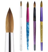 PANA USA Acrylic Nail Brush Pure Kolinsky Hair Acrylic White Swirl Blue Handle with Pink Ferrule ...