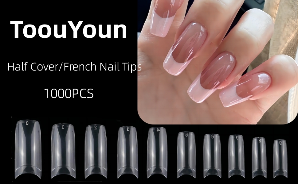 half cover french nail tips