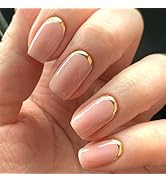 Modelones French Tip Press on Nails Short, Square Fake Nails, Reusable Nail Kit with Nail Glue Ad...