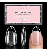 MelodySusie Short Almond Nail Tips - 600Pcs Clear Acrylic, Half Matte Full Cover Press on Nails f...