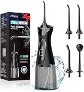 COSLUS Water Dental Flosser Pick for Teeth: 4 Modes Cordless Portable 300ML Larger Tank Water Tee...
