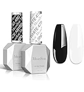 MelodySusie Thick Gel Nail Polish Set- 2 Pcs 15ML Black & White Gel Polish Set Soak Off UV LED Wh...