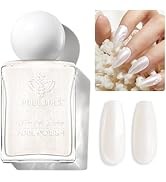 modelones Pearl White Nail Polish, Shimmer Glitter White 15 ml Quick Dry Nail Lacquer Strengthene...