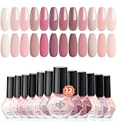 modelones Nail Polish Set 12 Colors Nude Pink Quick Dry Mini Nail Lacquer Kit, Neutral Shimmer Wh...