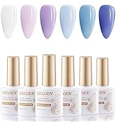 Gellen Gel Nail Polish Set - 6 Colors Jelly Gel Polish Set Milky White Sheer Blue Purple Gel Poli...