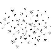SUPERDANT 52 Pieces Loving Hearts Wall Stickers Black Love Vinyl Wall Decals Art Stickers Valenti...