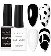 Makartt Gel Nail Polish Kit, Black White Nail Polish Gel Set Noir & Blanc Winter Soak Off Nail Ge...