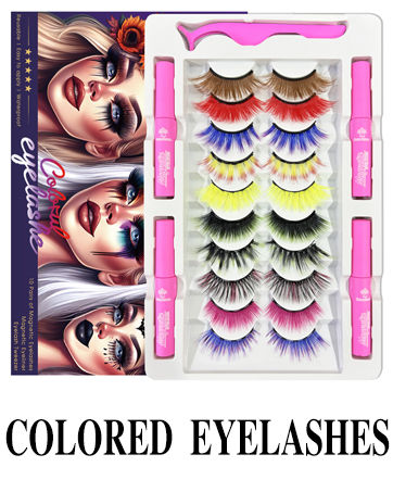 Magnetic Eyelashes Colored Eyelashes for Halloween Party Cosplay Makeup Kit
