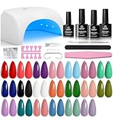 Beetles Gel Nail Polish Kit with UV Light - 31Pcs Nail Polish Set Popular Color Gel with Base and...