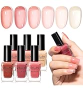 GELLEN Clear Pink Nail Polish, Sheer Pink Jelly Natural Regular Nail Polish Quick Dry Summer 6 Li...
