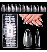 Gellen Almond Fake Nails 504Pcs Nail Tips, Acrylic Nail Kit Pre-Shaped Almond Press On Nails, Cle...