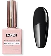 FZANEST One Step Gel Nail Polish Black,Hema Free Gel Polish Top Base Coat 3 in 1,Soak Off LED UV ...