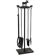 MYFIREPLACEDIRECT 5 Pieces Fireplace Tools Set Strength Wrought Iron Indoor Outdoor Fire Place To...