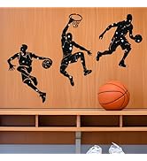 SUPERDANT Basketball Wall Decals Player Silhouette Wall Stickers Sports Walls Art Murals Kids Roo...